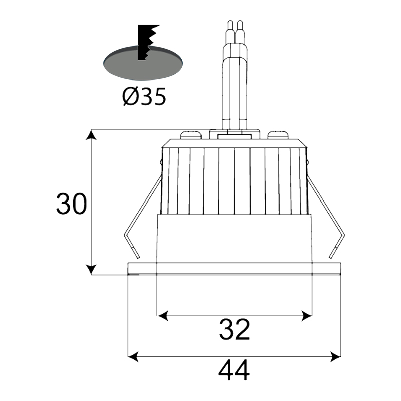 Mini luminária embutida LED 3CCT 3W